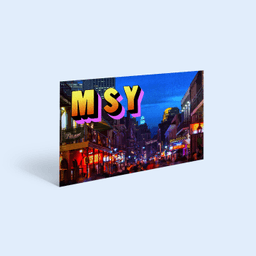 A picture of New Orleans with the letters MSY