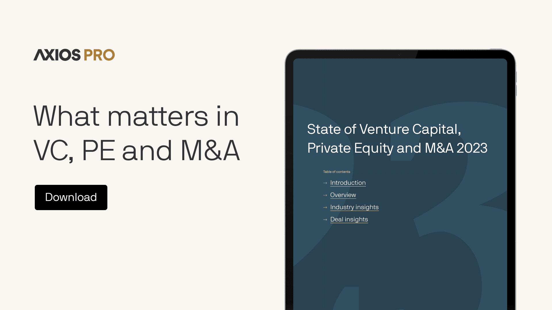 Cover page of VC, PE and M&A: State of the Industry 2023 Report