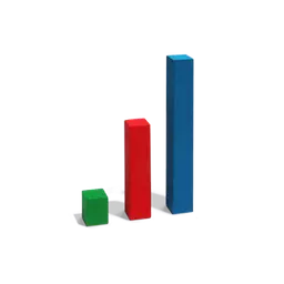 A line of three blocks increasing in height.