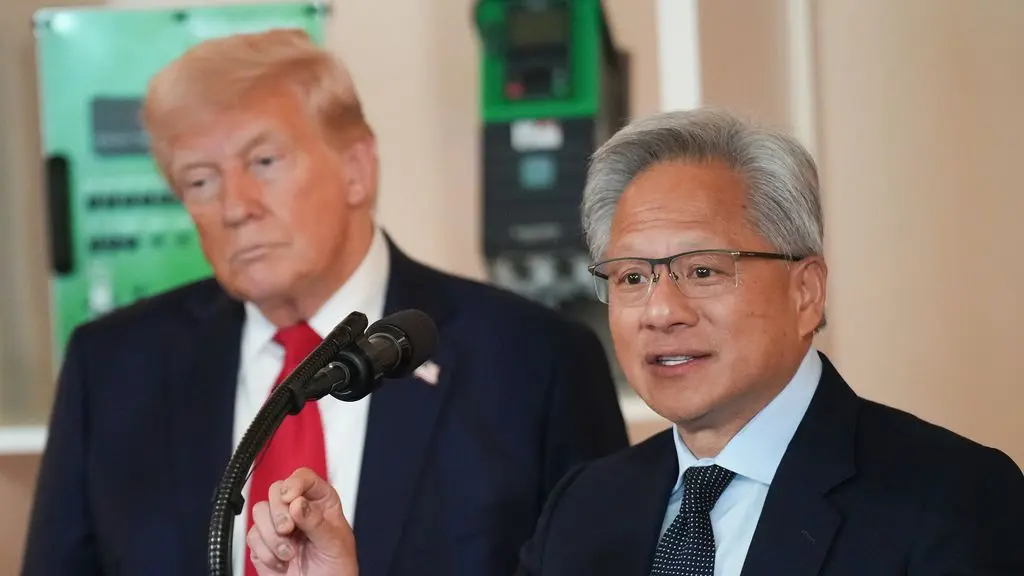 Trump and Huang unite against AI doomers in surprise on-stage call
