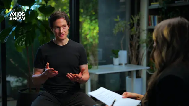 Longevity influencer Bryan Johnson talking in his home